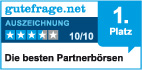 Siegel von gutefrage.net für den ersten Platz beim Singlebörsenvergleich